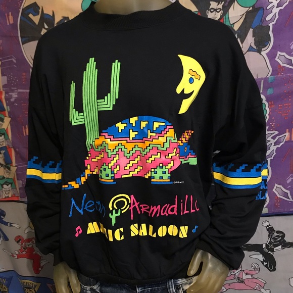 Disney Tops - Rare Disney Neon Armadillo Music Saloon Sweatshirt
